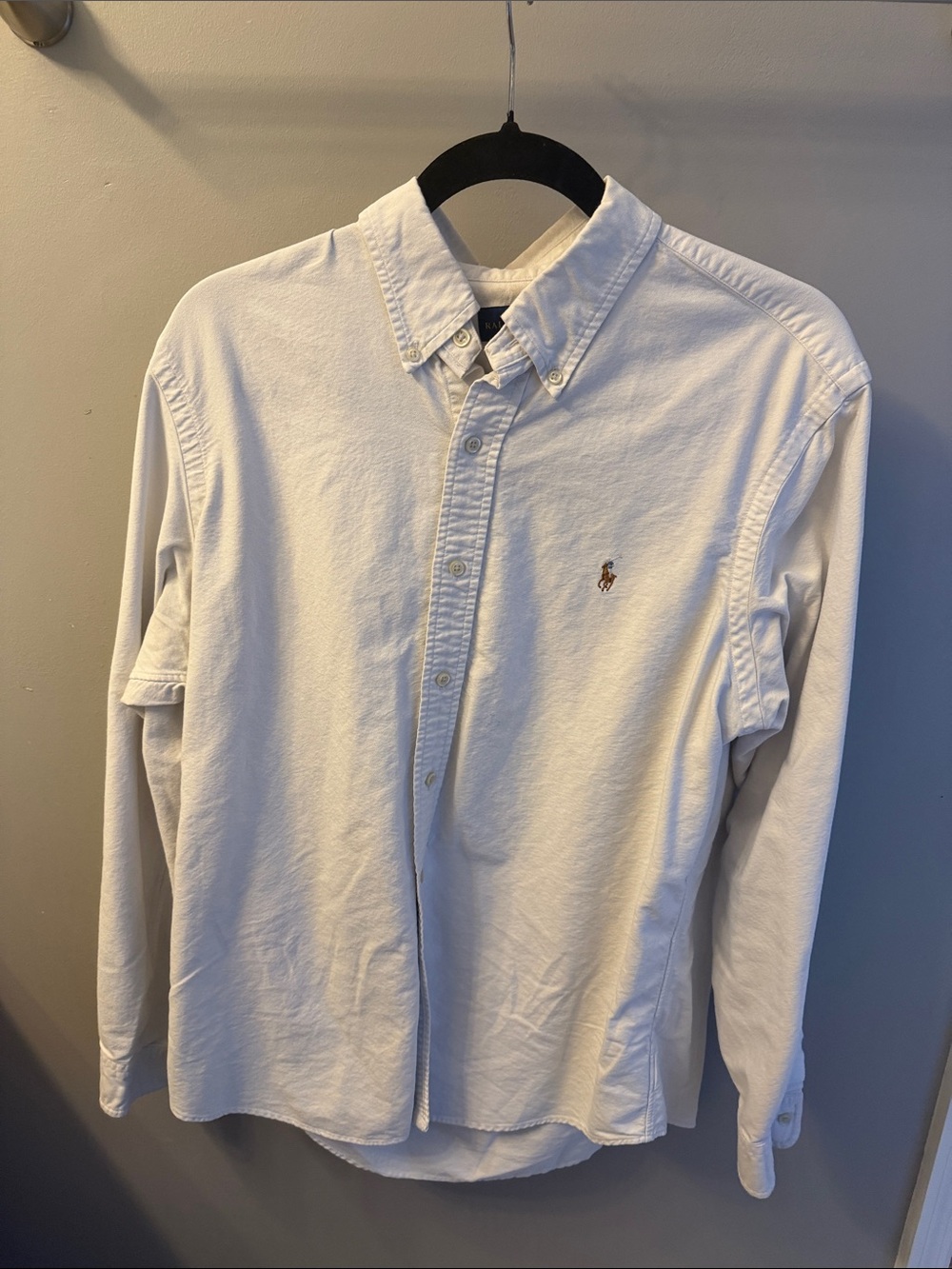 Ralph Lauren White Button-Down Oxford Shirt with Embroidered Pony